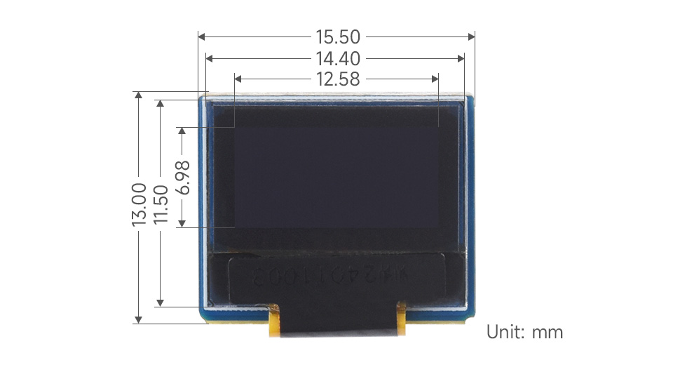 0.49 英寸 OLED 扩展板产品尺寸