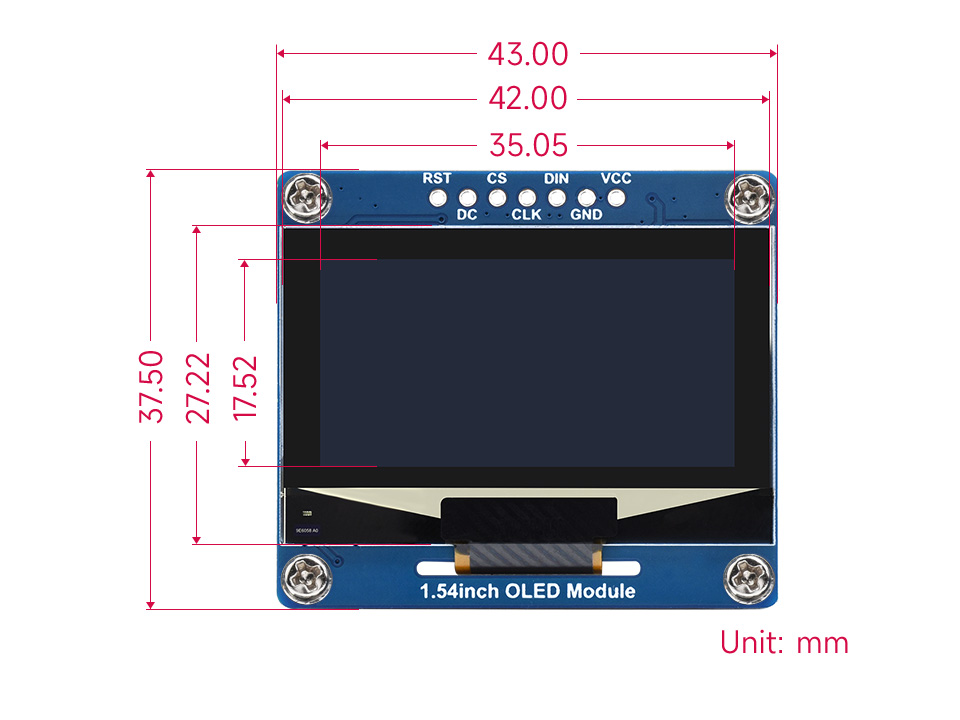 1.54 英寸 OLED 扩展板产品尺寸