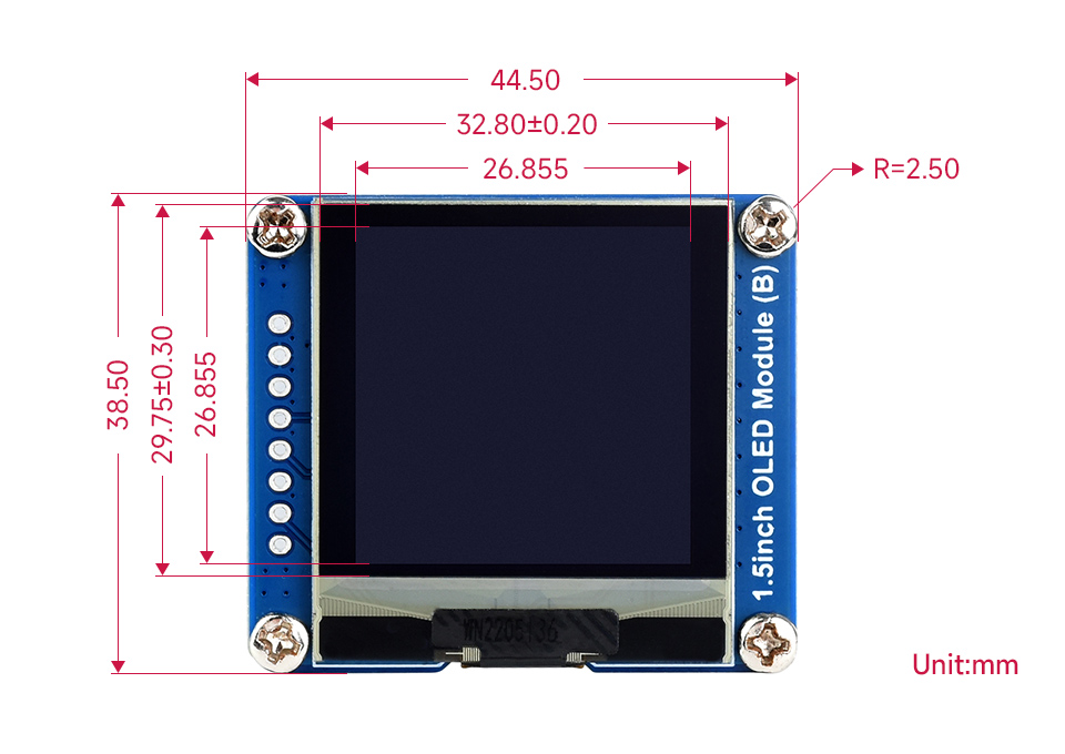 1.5 英寸 OLED 模块产品尺寸