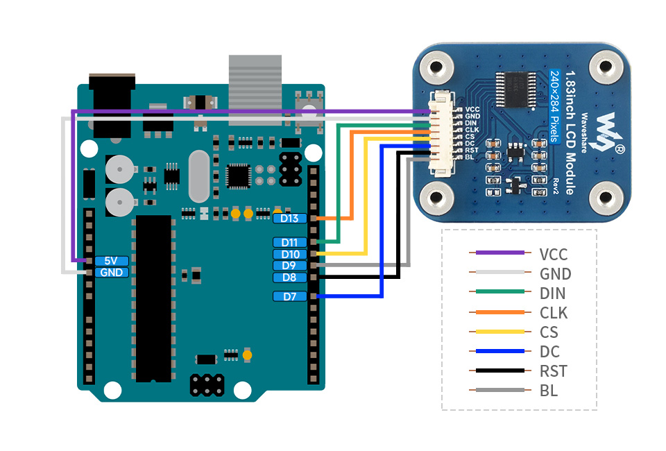 1.83 英寸 LCD 扩展板接入Arduino主板