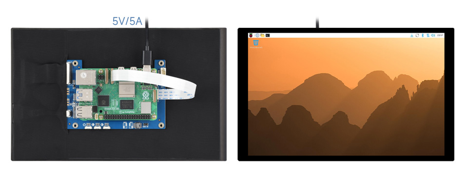 10.1 英寸 DSI 触控屏接入 Raspberry Pi 5 连接示意