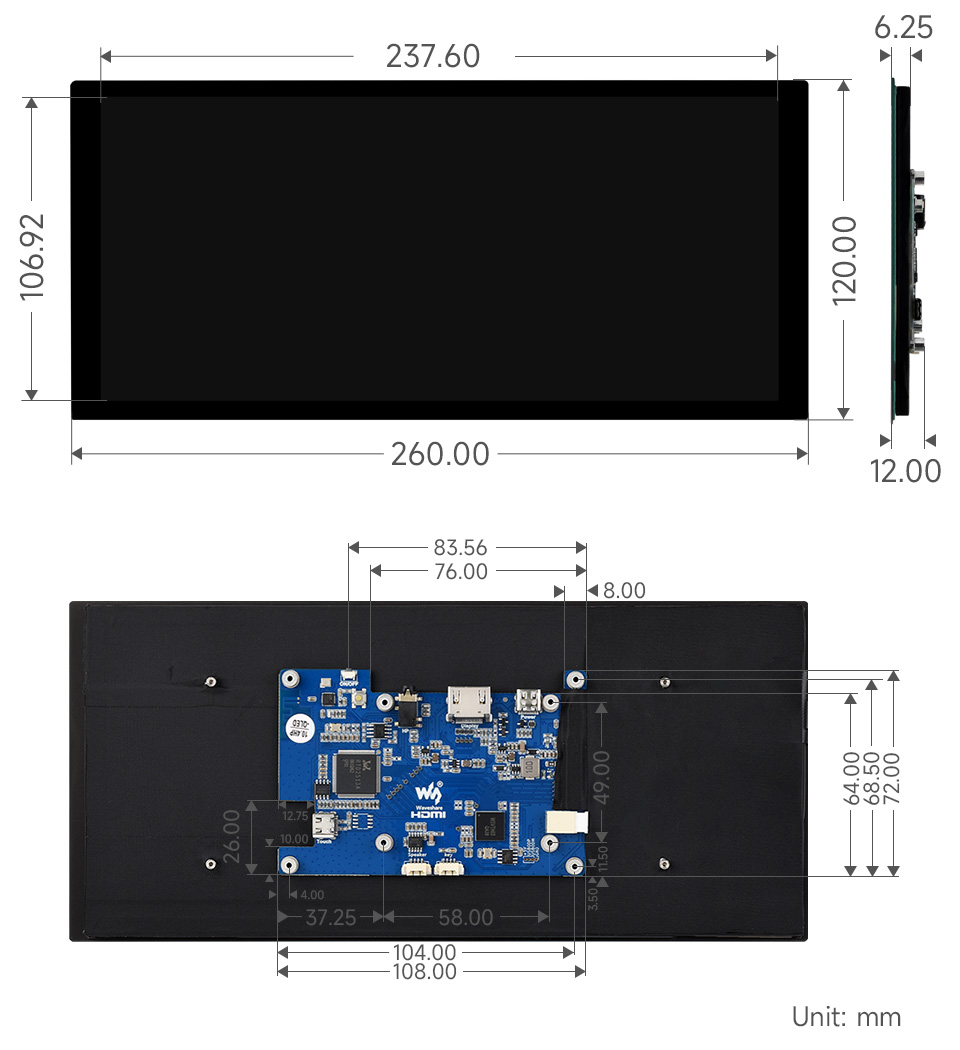 10.4 英寸 QLED 触控屏产品尺寸