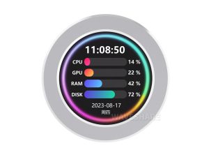 2.1寸USB水冷屏 机箱副屏 桌搭氛围屏 RGB氛围屏 IPS圆形屏 480×480分辨率 带拾音功能 Type-C通信接口 CNC金属银色外壳