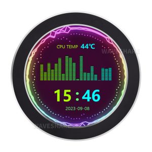 2.8寸USB水冷屏 机箱副屏 桌搭氛围屏 RGB氛围屏 IPS圆形屏 480×480分辨率 带拾音功能 Type-C通信接口 CNC金属黑色外壳