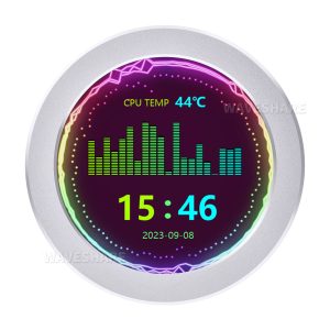 2.8寸USB水冷屏 机箱副屏 桌搭氛围屏 RGB氛围屏 IPS圆形屏 480×480分辨率 带拾音功能 Type-C通信接口 CNC金属银色外壳