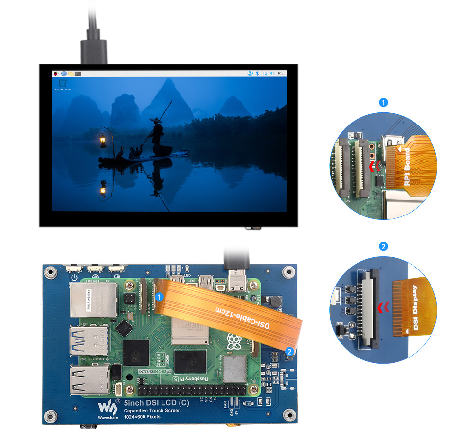 5英寸电容触控屏接入树莓派 Raspberry Pi 5