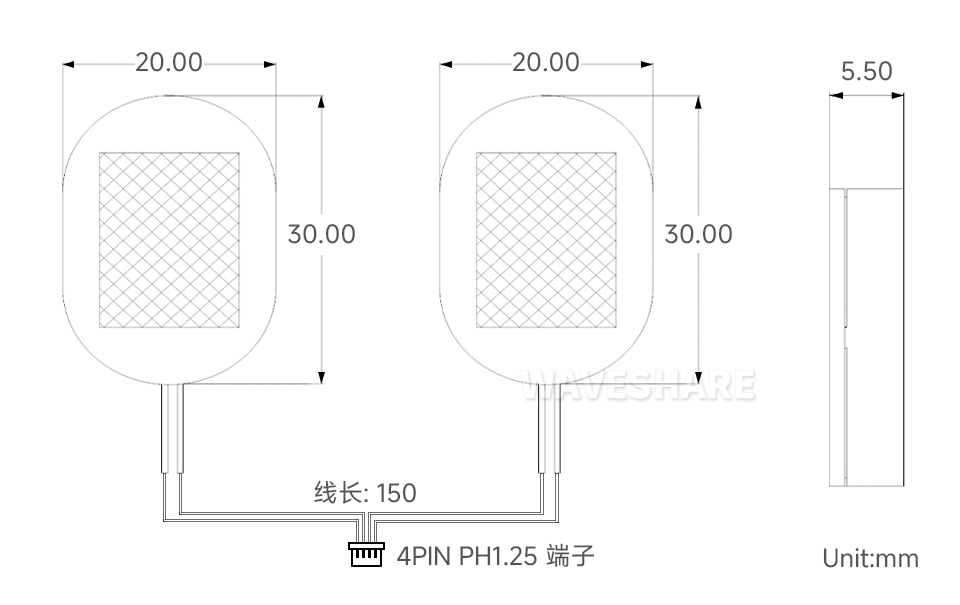 8Ω 2W 2030腔体喇叭产品尺寸