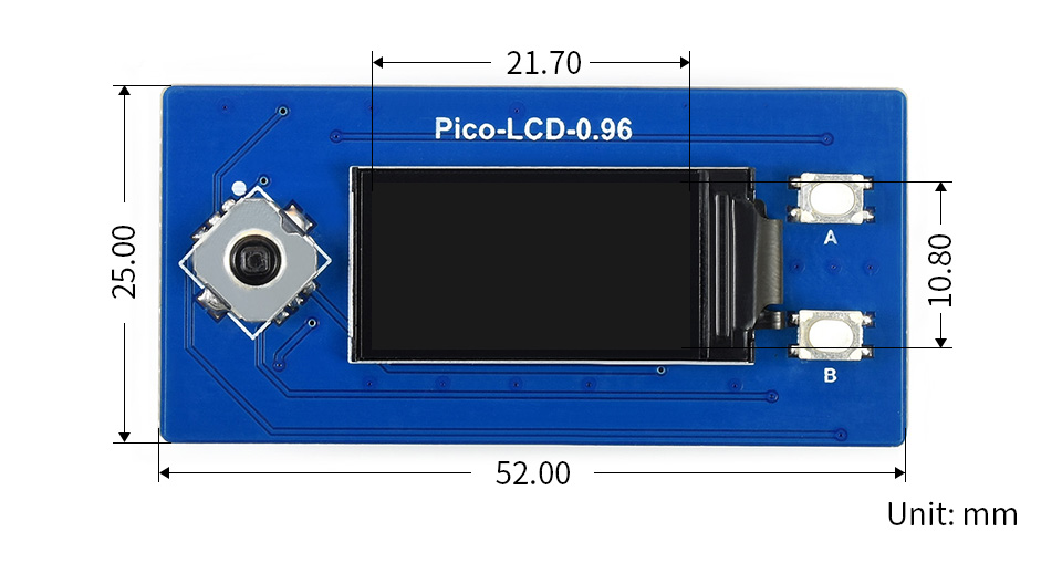 0.96 英寸pico电子墨水屏模块尺寸