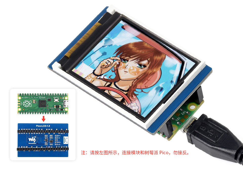 1.8 英寸pico电子墨水屏模块基于树莓派 Pico 接口设计