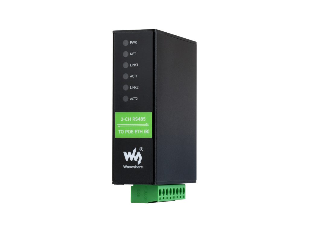 串口服务器双RS485转RJ45以太网模块 双通道RS485独立工作 双PoE网口 导轨式工业隔离型串口模块 双向透明传输 Modbus网关