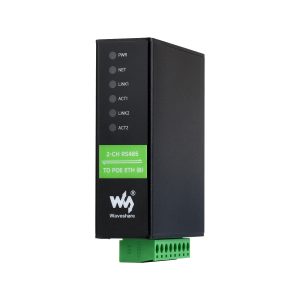 串口服务器双RS485转RJ45以太网模块 双通道RS485独立工作 双PoE网口 导轨式工业隔离型串口模块 双向透明传输 Modbus网关