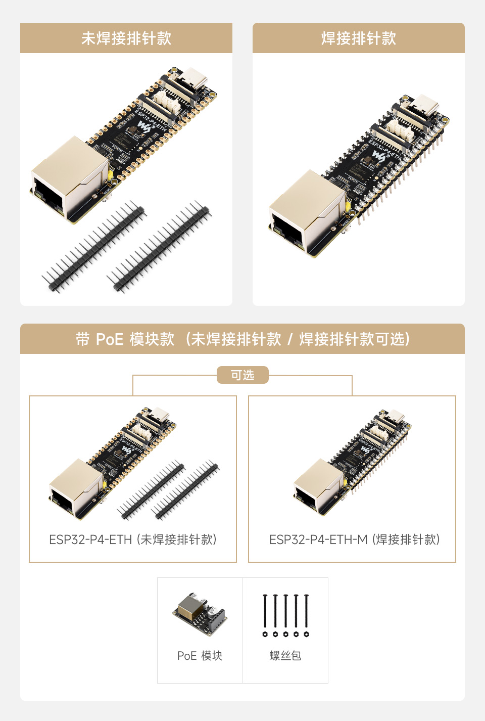微雪 ESP32-P4-ETH 开发板