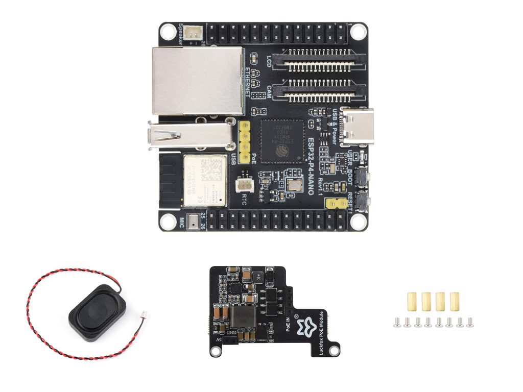 ESP32-P4-NANO开发板 基于ESP32-P4NRW32X芯片的双核加单核RISC-V高性能开发板支持Wi-Fi6和Bluetooth5/BLE B套餐带PoE模块