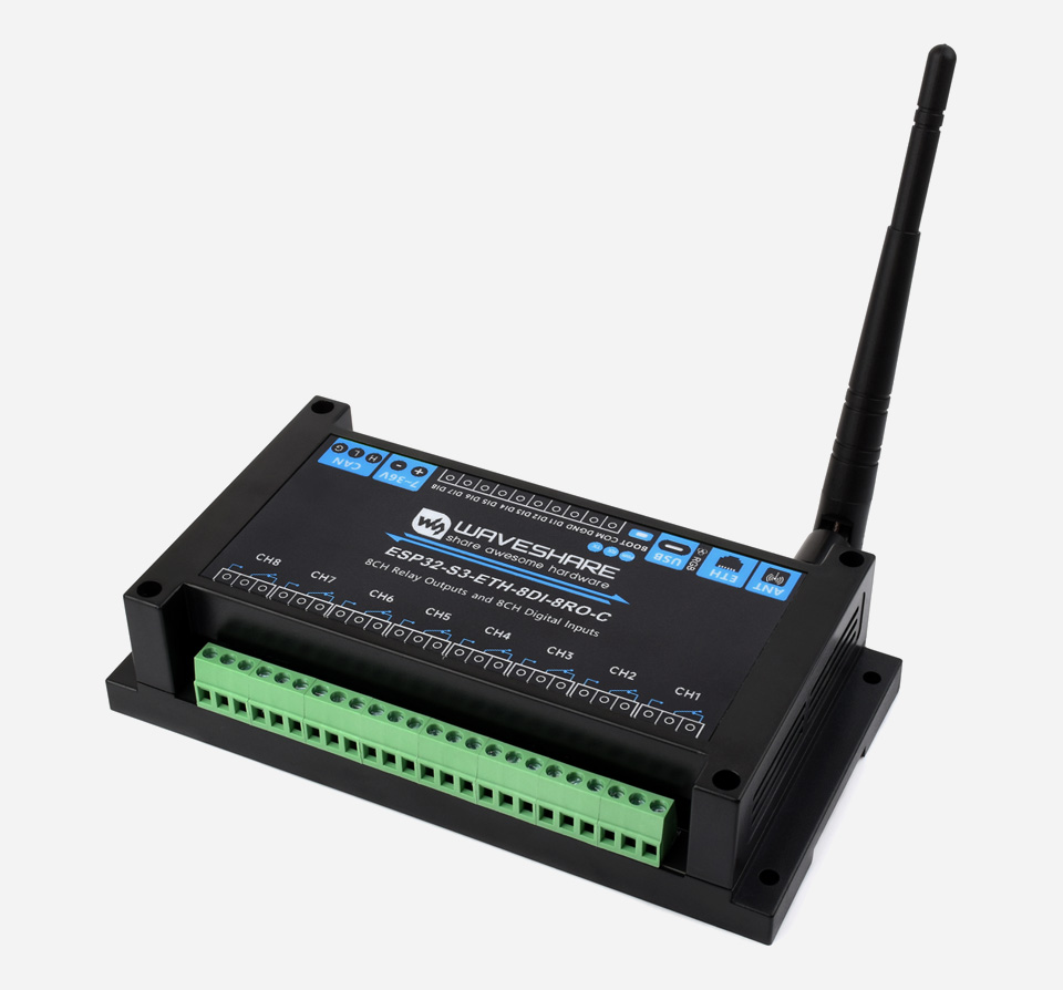 ESP32-S3 工控板 工业级 8 路 Wi-Fi 网络继电器主图