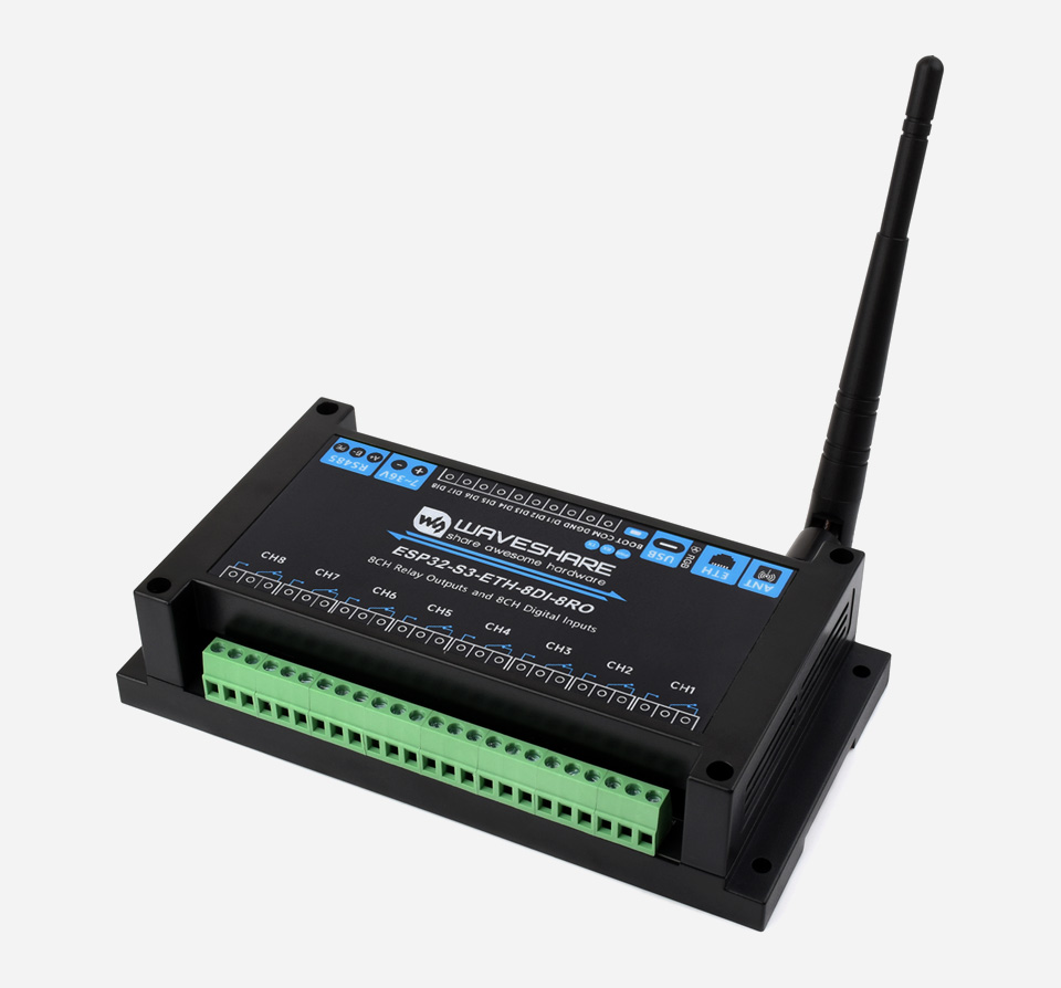 ESP32-S3 工控板 工业级 8 路 Wi-Fi 网络继电器主图
