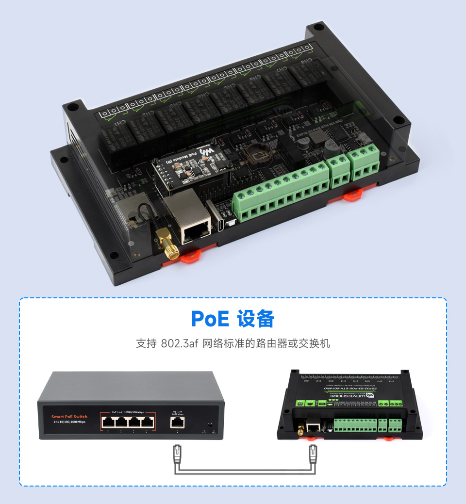 ESP32-S3 工控板 工业级 8 路 Wi-Fi 网络继电器基于树莓派 Pico 接口设计