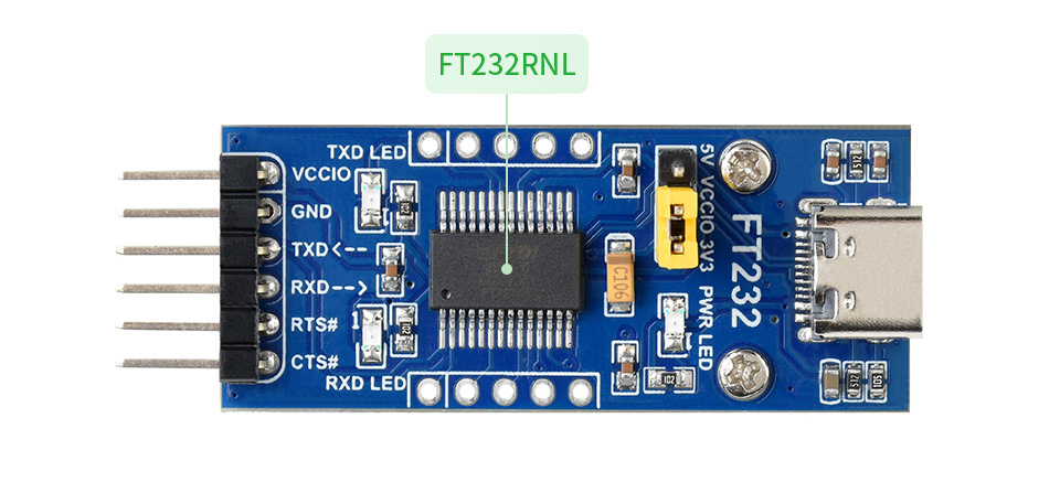 USB Type C 转UART(TTL) 通用串口通信模块基于树莓派 Pico 接口设计