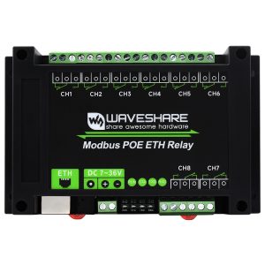 8路以太网继电器模块 Modbus RTU/Modbus TCP协议 PoE以太网通信 带多种隔离保护电路 工业级导轨式外壳