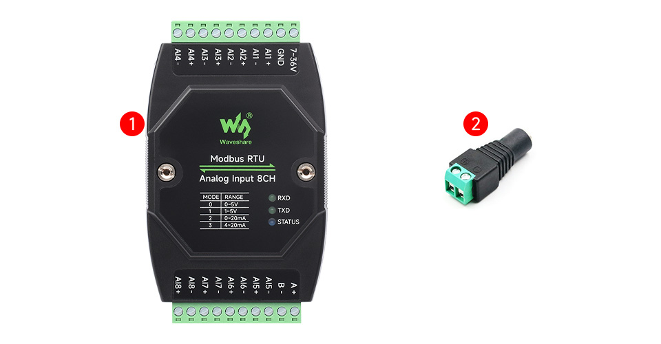 Modbus RTU Analog Input 8CH 配置清单
