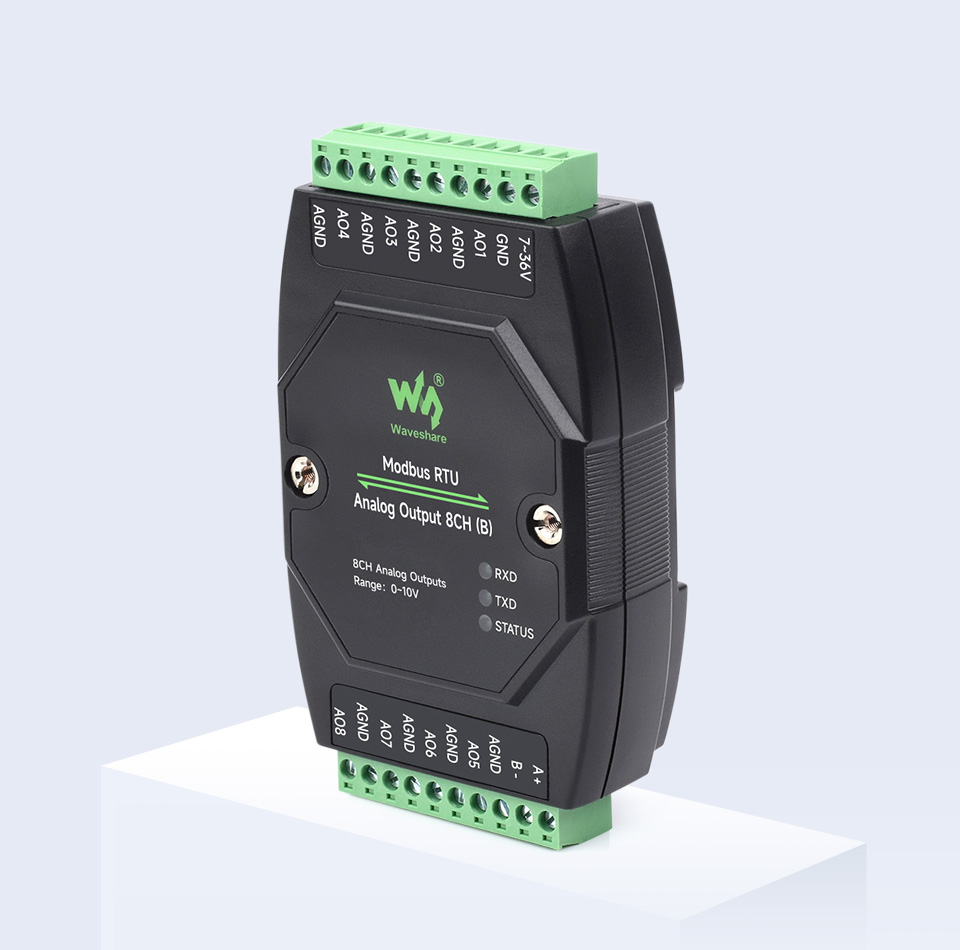 工业级8路Modbus RTU模拟量输出模块 0-20mA电流输出产品展示