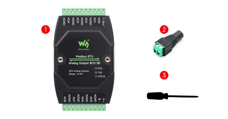 Modbus RTU Analog Output 8CH (B) 配置清单