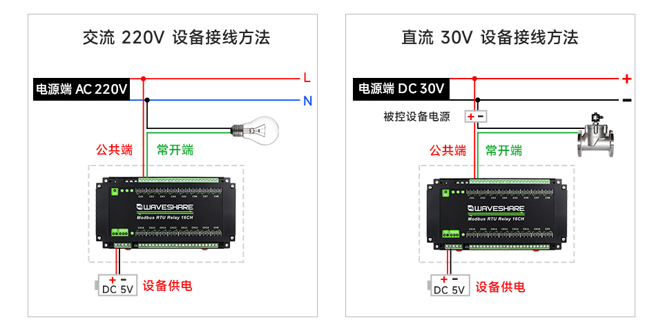 16 路 RS485 继电器模块继电器连线