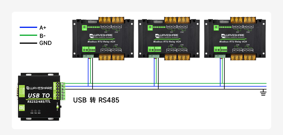 8 路 RS485 继电器模块RS485 通信