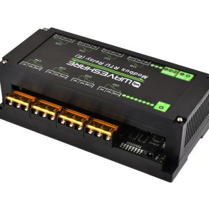 8 路 RS485 大电流继电器模块 Modbus RTU 协议 带多种隔离保护电路 板载光耦隔离 内置续流二极管保护 工业级导轨式外壳