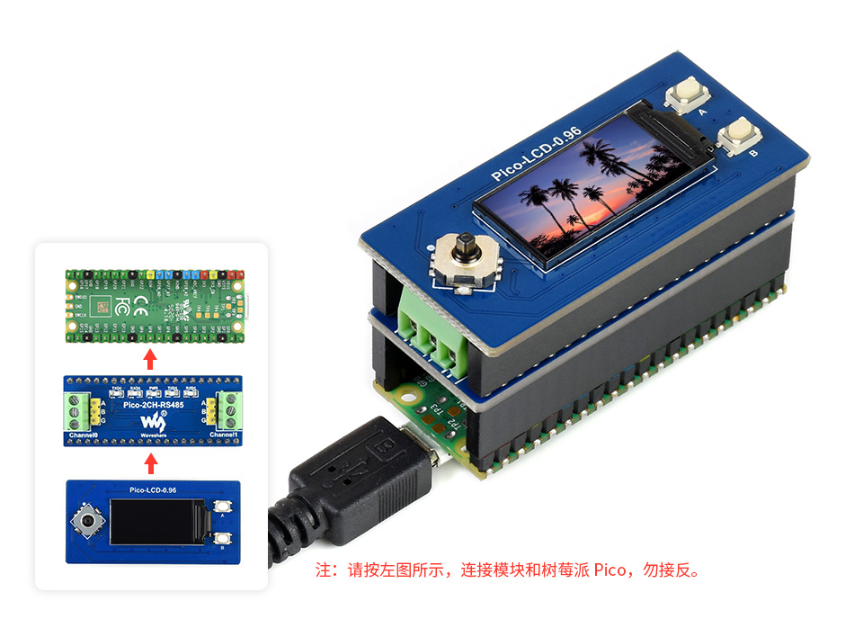 双通道 RS485 Pico 扩展板基于树莓派 Pico 接口设计