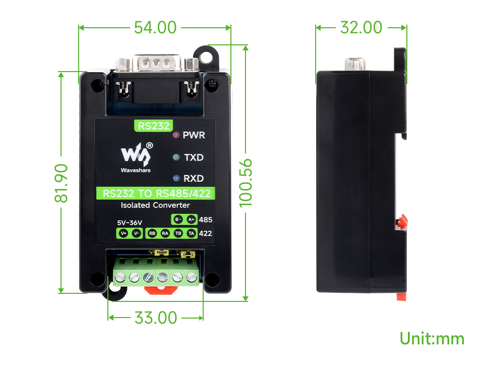 RS232 转 RS485/422 有源数字隔离型串口转换器