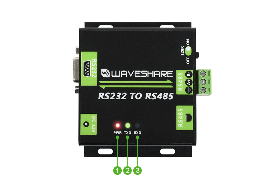 RS232 TO RS485双向转换器LED指示灯效果