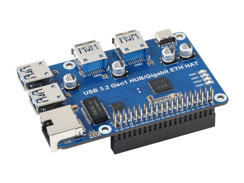 树莓派USB扩展板USB HUB分线器集线器 免驱动4端口USB3.2 Gen1