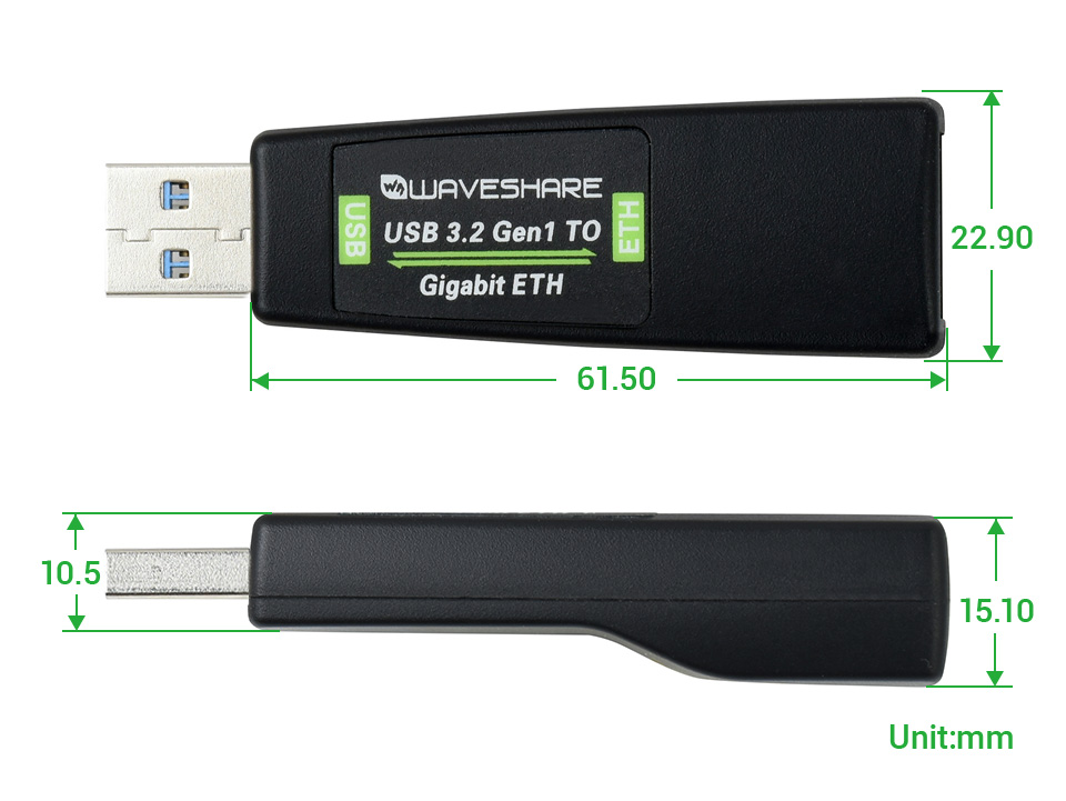USB 3.2 Gen1 转千兆以太网产品尺寸