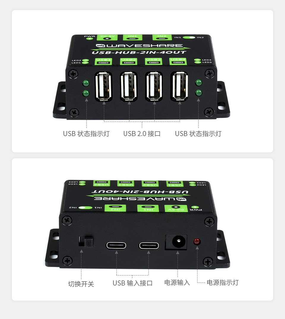 工业级 4 路 USB 集线器应用环境