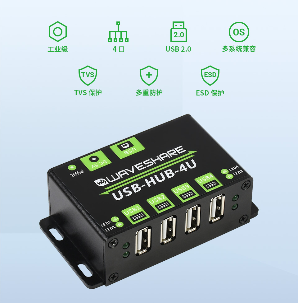 工业级 4 路 USB 集线器主图