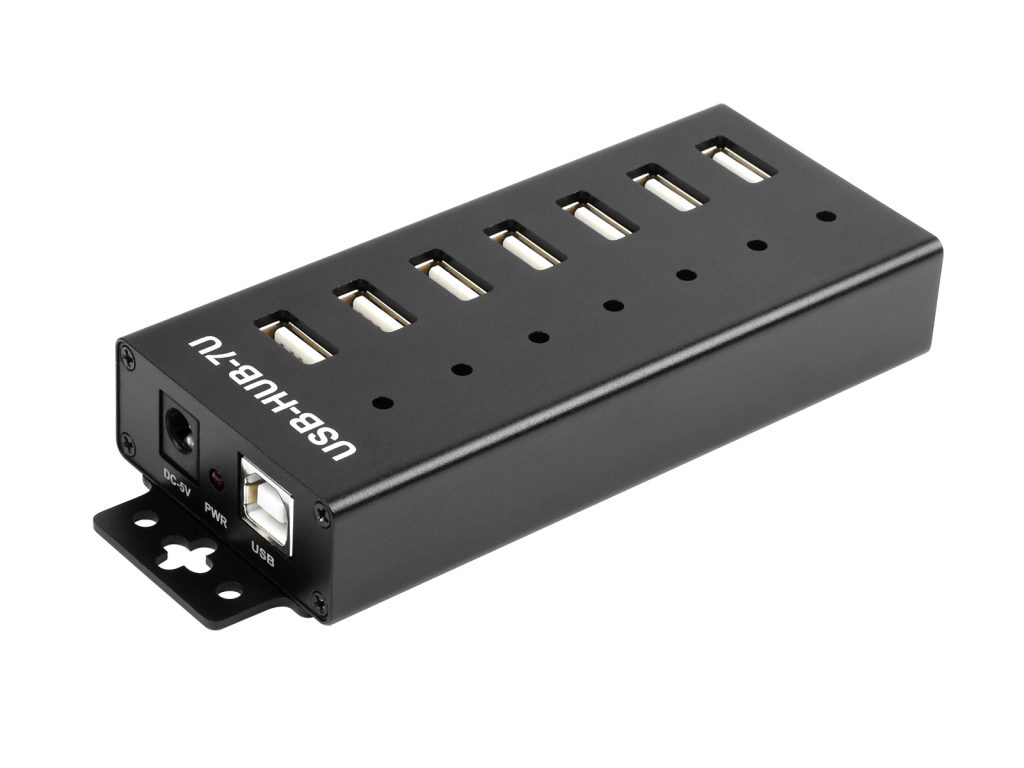 工业级7路USB集线器USB2.0多接口集线器 拓展hub转接器【含电源适配器】