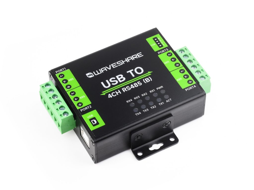 工业级隔离型USB转4路RS485转换器 通用串口通信 CH344L芯片方案 多种保护电路 多系统兼容 铝合金外壳 支持壁挂和导轨安装