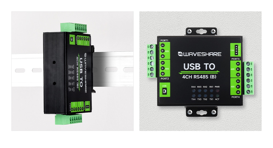 USB TO 4CH RS485 (B) 支持壁挂和导轨安装
