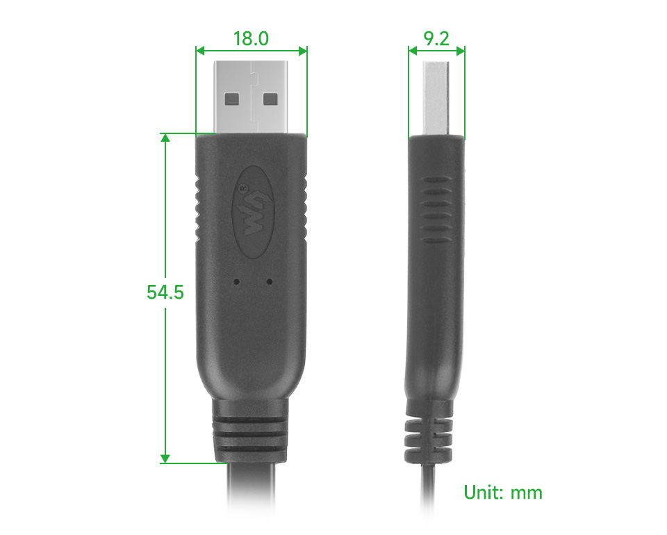 工业级 USB 转 RJ45 Console 调试线产品尺寸